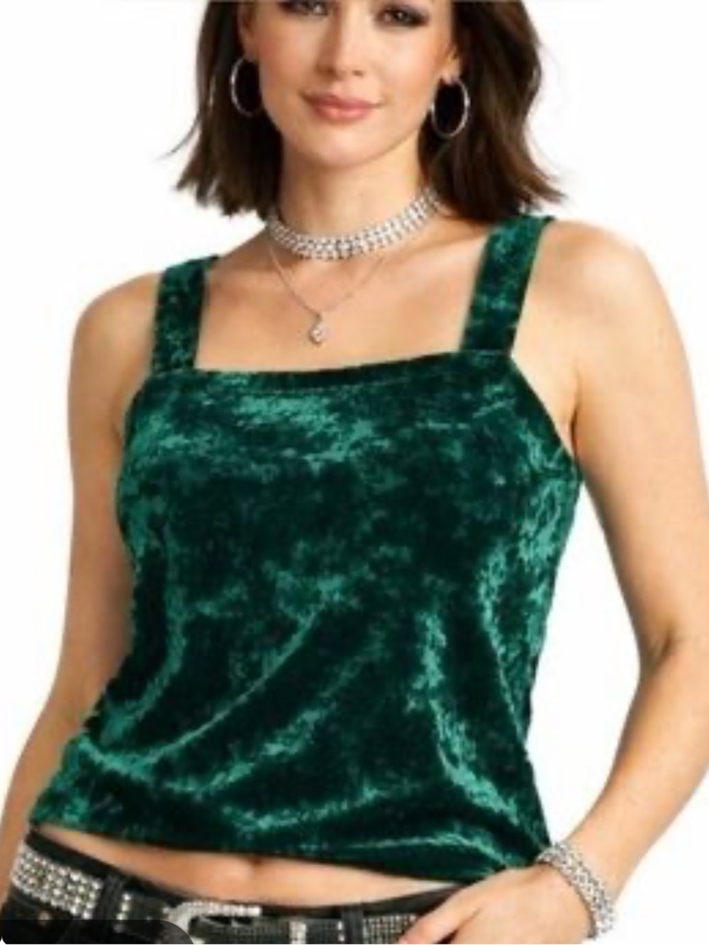 J. Jill Velvet Square-Neck Tank Top Deep Green Size Large